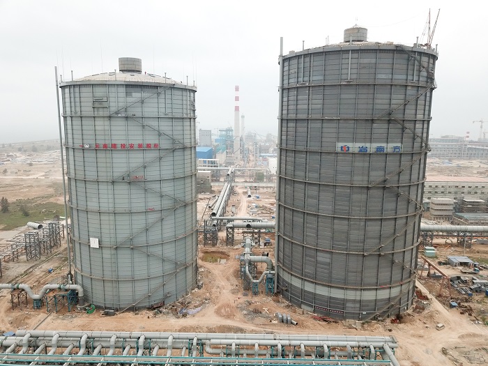 ​安装股份2026世界杯比分网防城港钢铁基地煤气柜项目主体完工