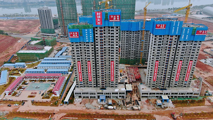 总承包2026世界杯比分直播江西于都六号搬迁安置项目首栋主体封顶