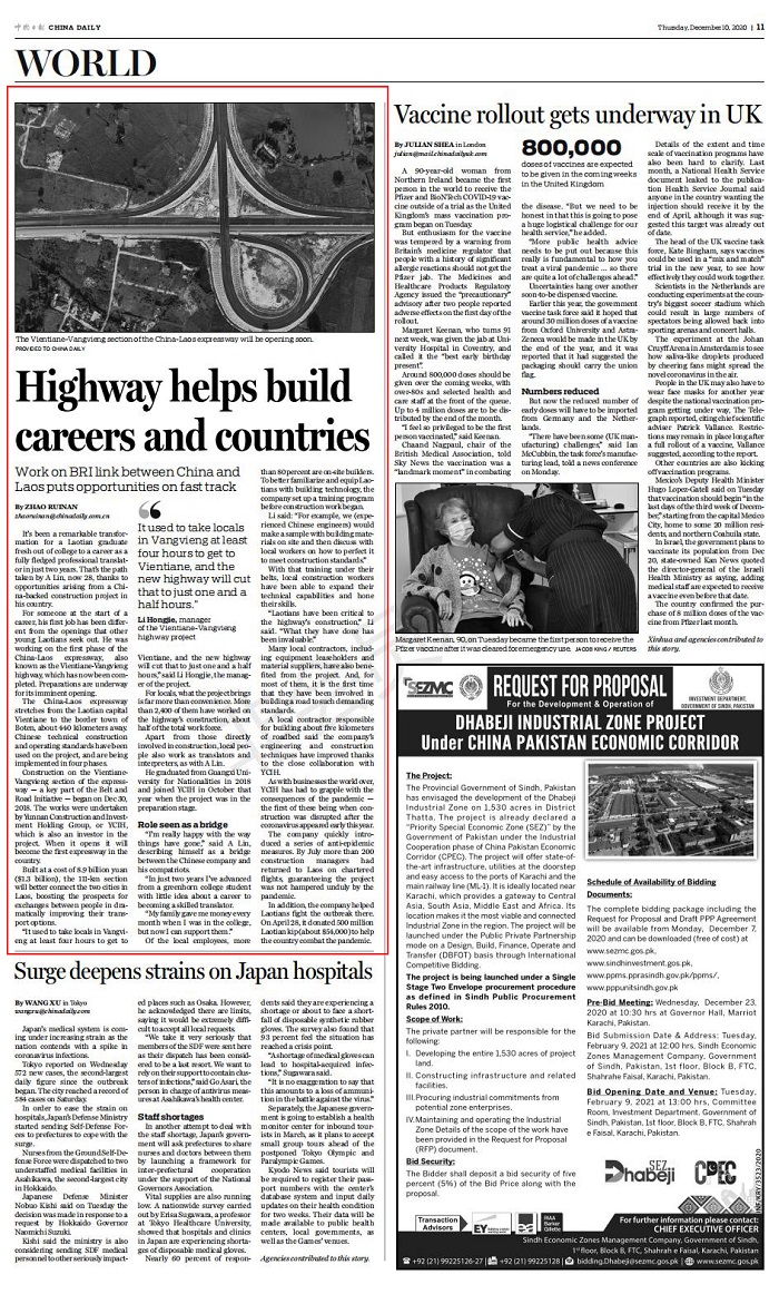 《CHINA DAILY》报道集团老中高速万象至万荣段项目