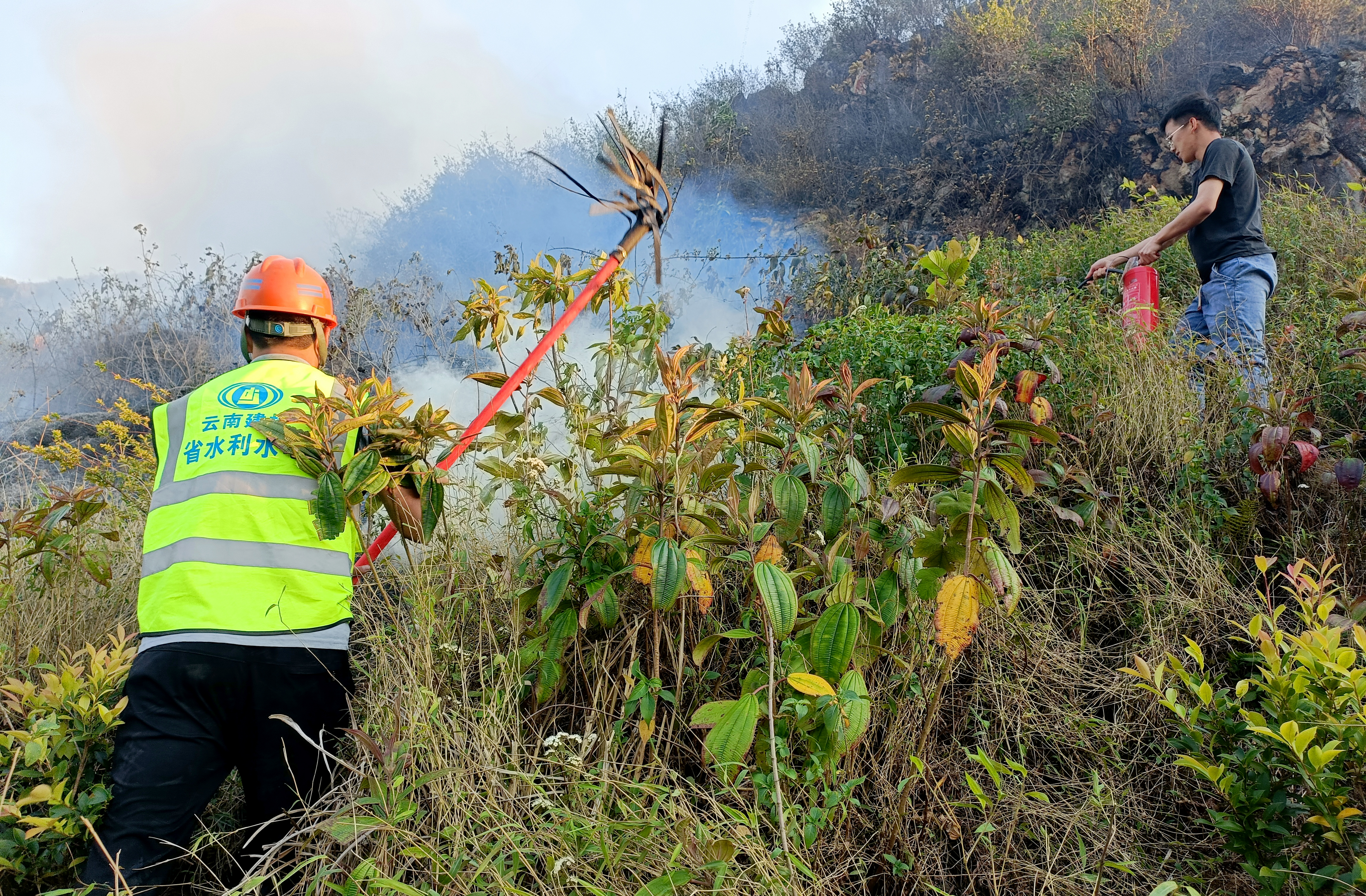省水世界杯足球平台金平县农村供水保障项目参与扑灭山火
