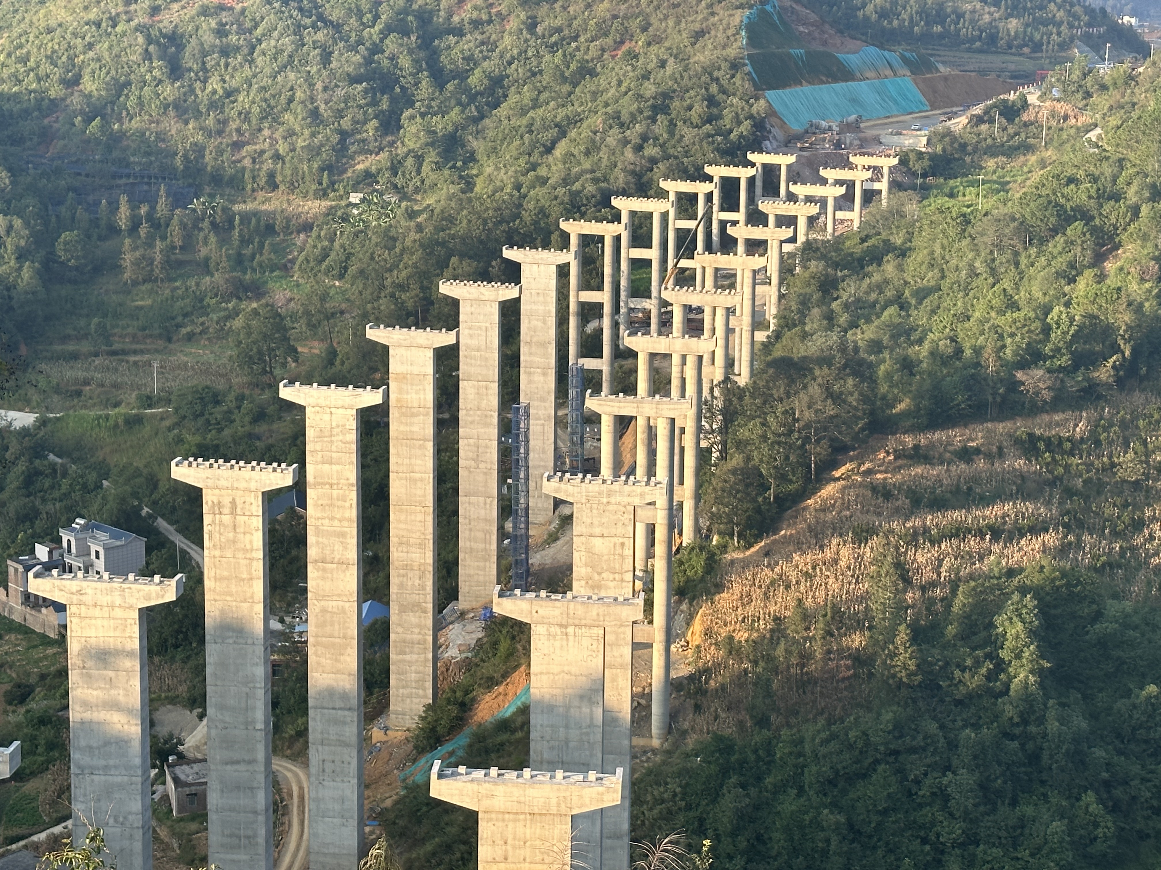 那兴高速小里铺大桥主墩全部浇筑完成